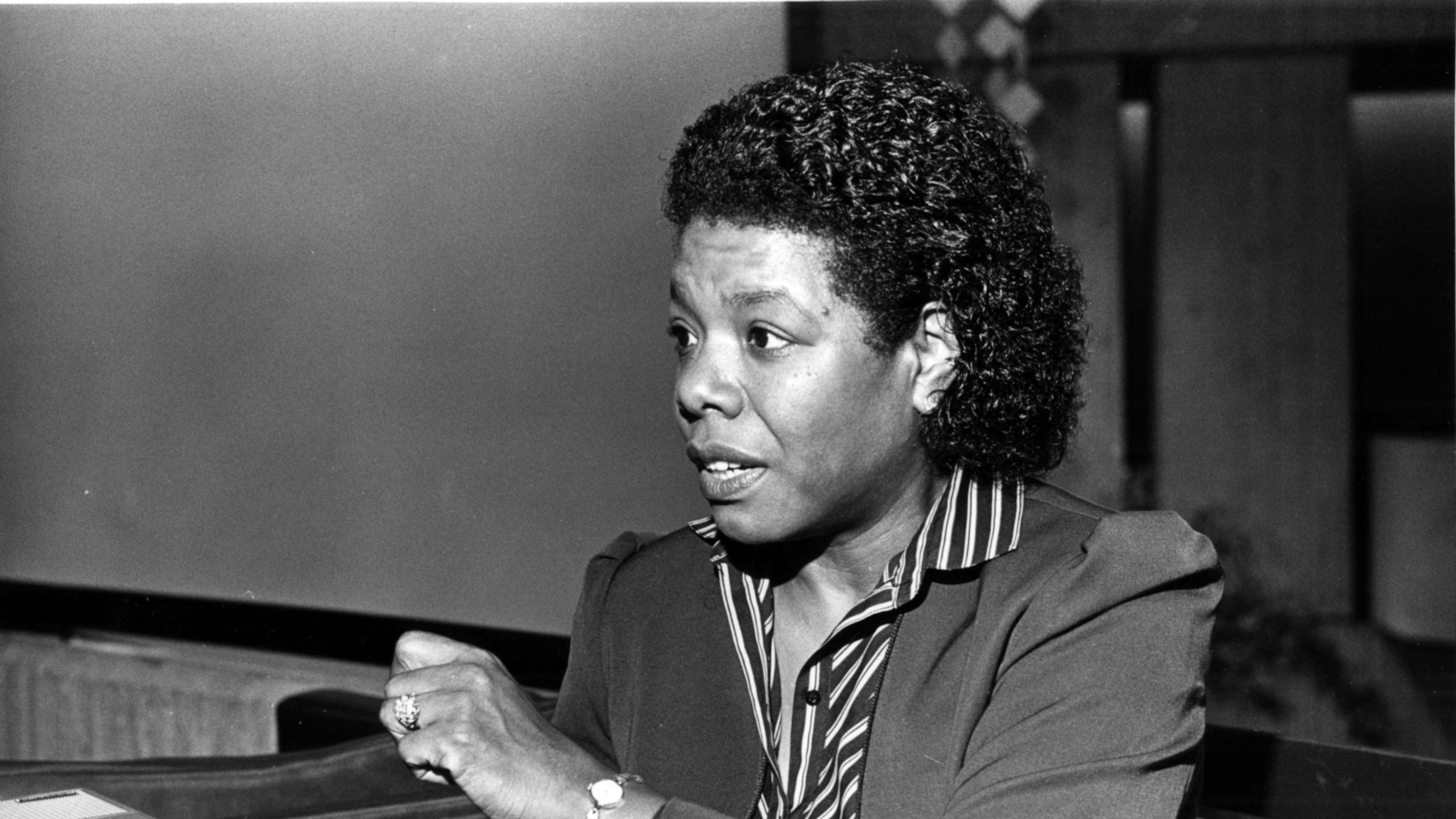 Maya Angelou in an interview on Oct. 26, 1981. (Dwight Ross Jr/AJC)