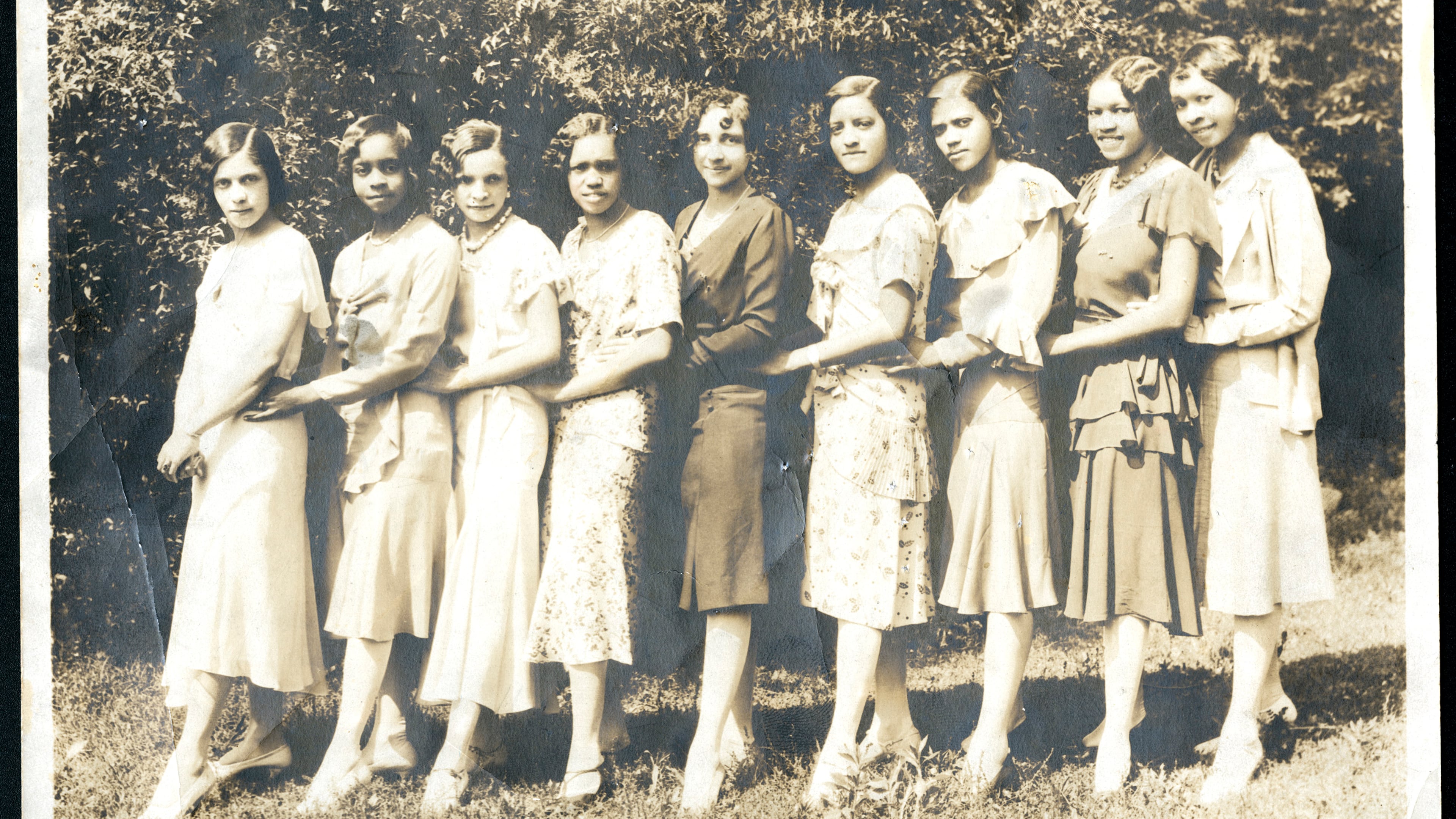 In an undated photograph from the 1930s, members of the Delta Sigma Theta sorority at Clark College strike a magnificent pose. (Courtesy of Atlanta University Center Robert W. Woodruff Library's Archive Research Center)