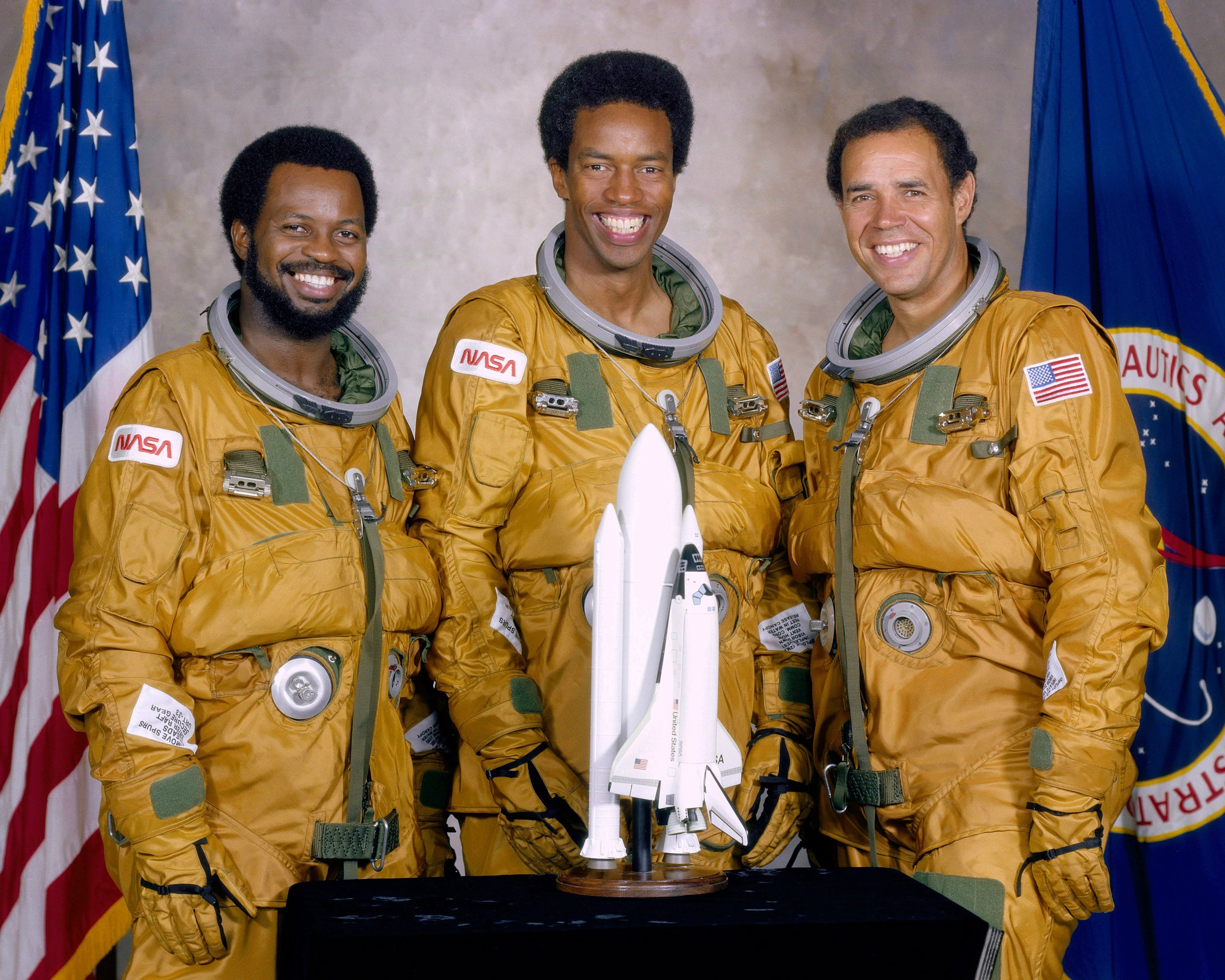 The three Black astronauts from the NASA class of 1978 (from left): Ronald McNair, Guion Bluford and Frederick Gregory. (Courtesy of NASA)