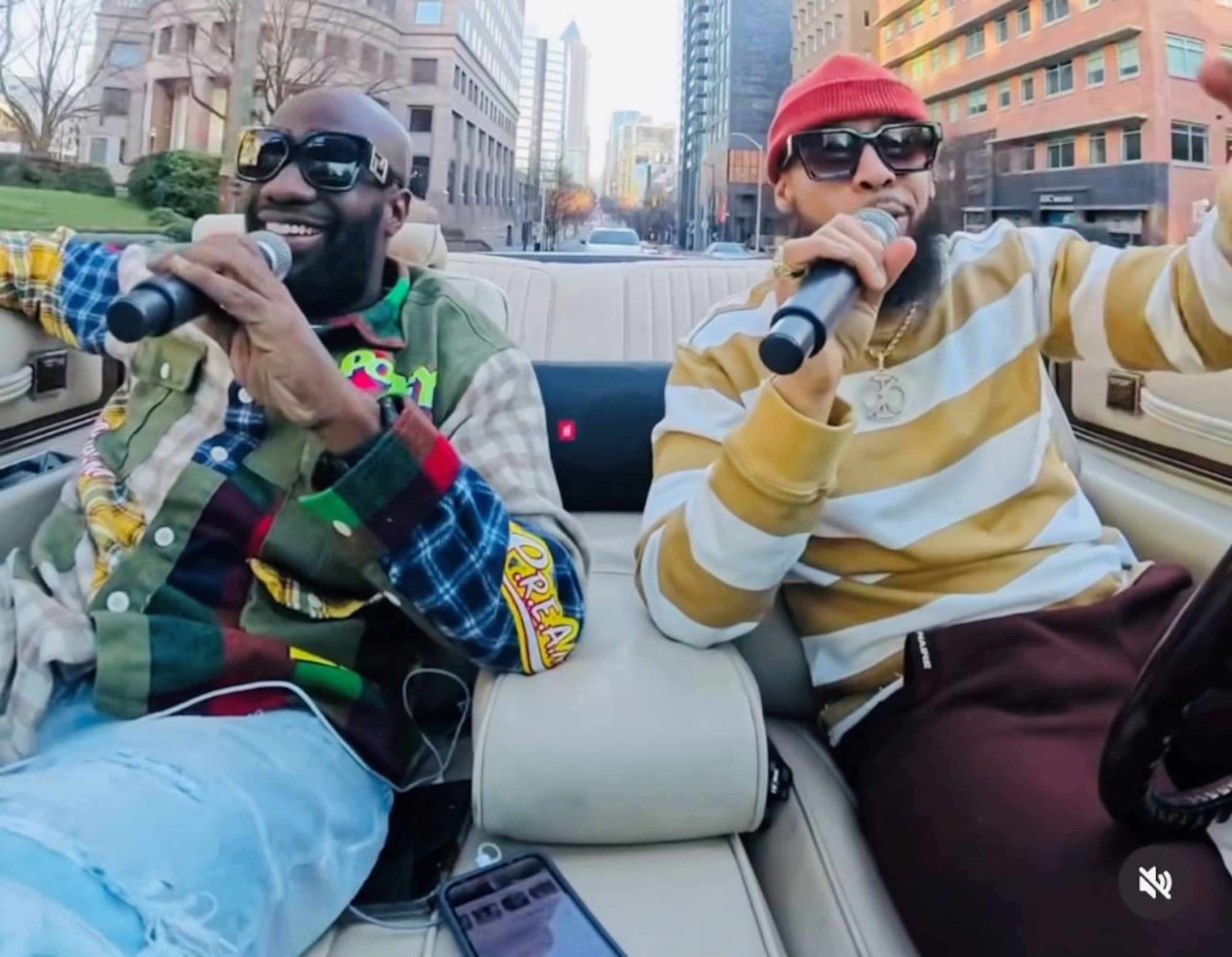 Atlanta producer Corey "Mr. Hanky" Dennard (left) and Brian Freeman (right) on an installment of "Cadillac Chronicles TV." (Courtesy of Corey "Mr. Hanky" Dennard)