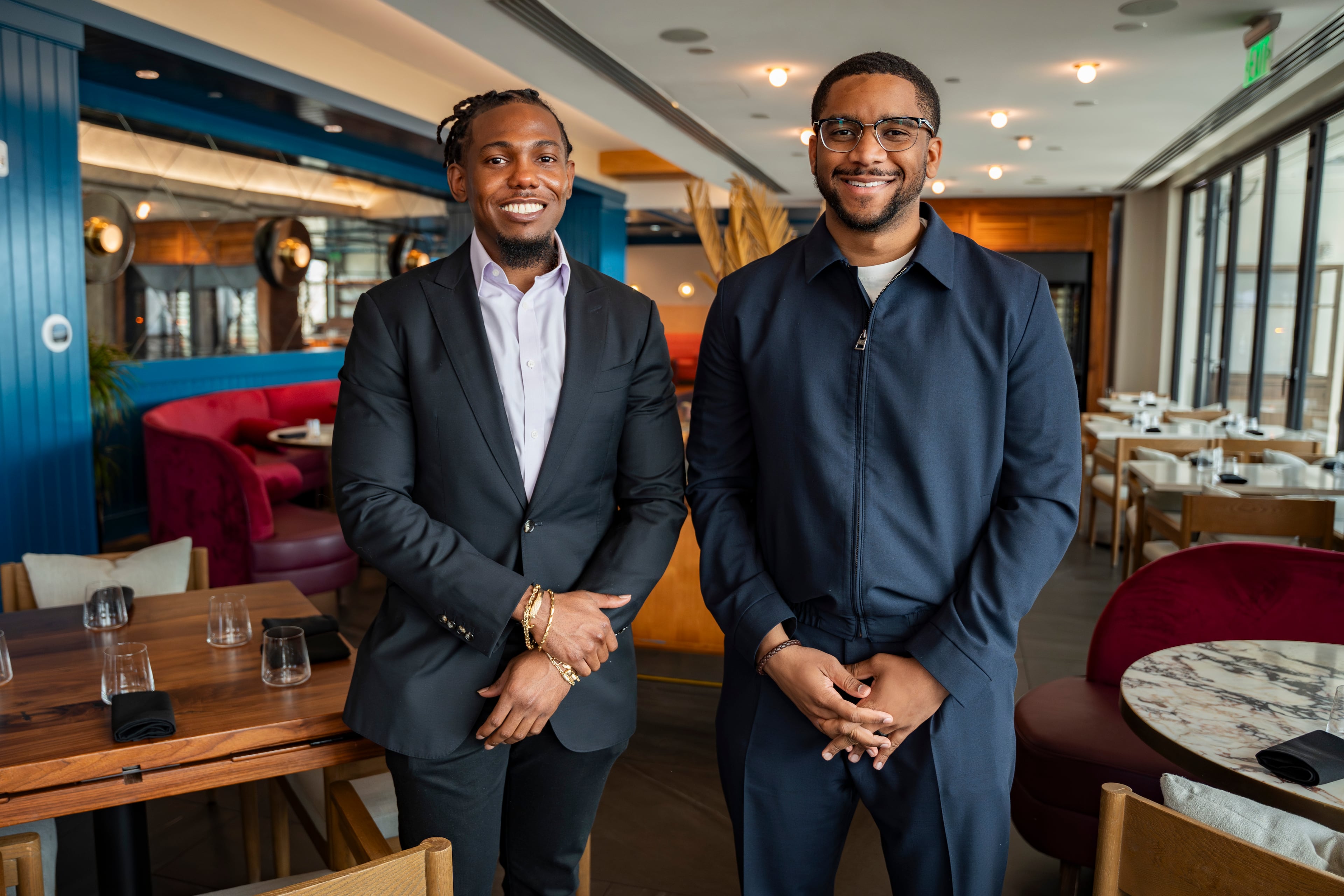 The Gathering Spot co-founder and CFO TK Petersen (left) and co-founder and CEO Ryan Wilson are photographed at their second Atlanta location at the Interlock in West Midtown. (Olivia Bowdoin for the Atlanta Journal-Constitution).