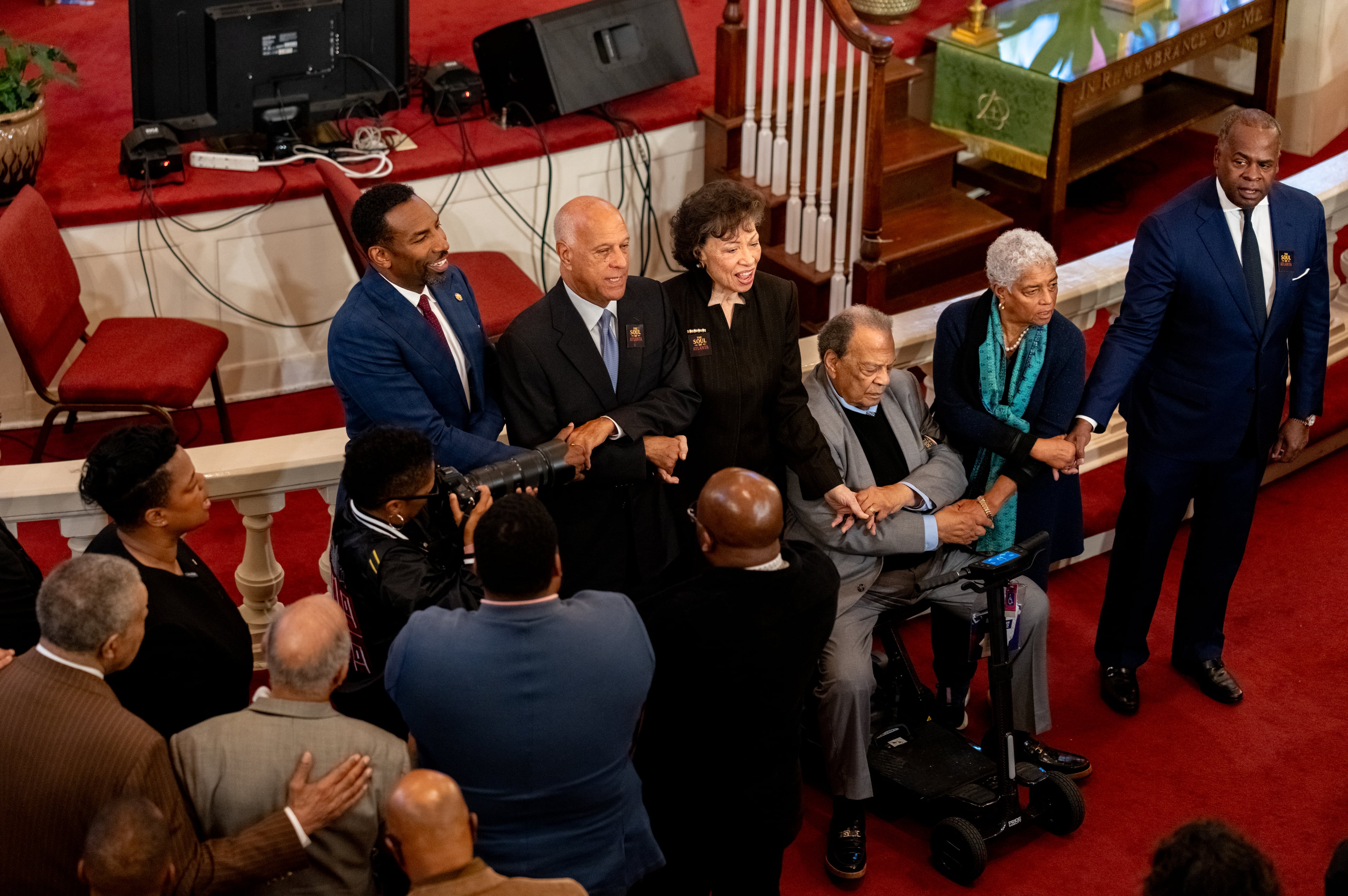 Current and former Atlanta Mayors gather at Big Bethel AME Church to push to protect DEI initiatives in the City of Atlanta, Georgia.