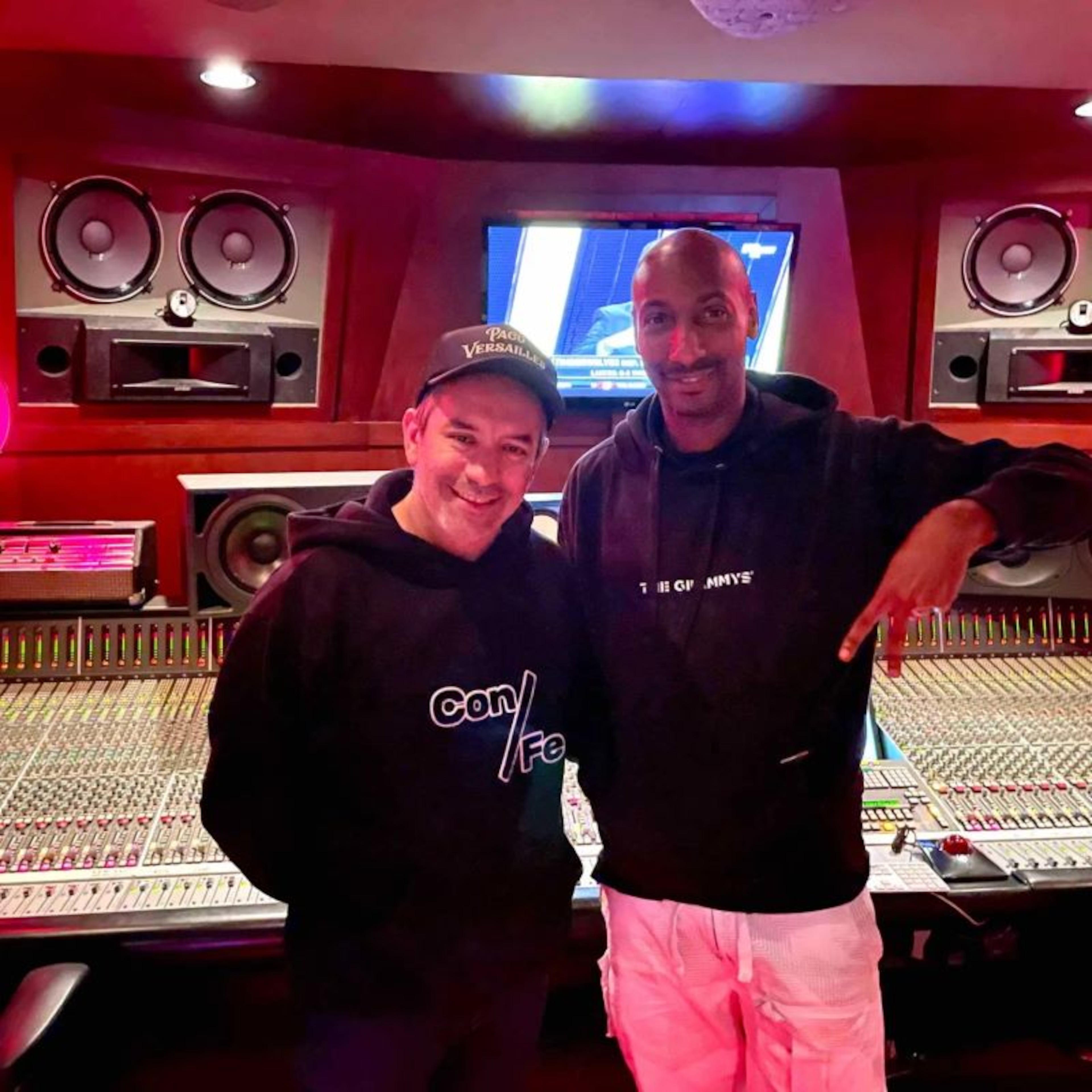 UATL Black culture reporter Christopher A. Daniel poses with Grammy-winning mixer, engineer and restaurateur Manny Marroquin at Larrabee Studios in North Hollywood, California, on Oct. 28, 2022. (Courtesy of Christopher A. Daniel)