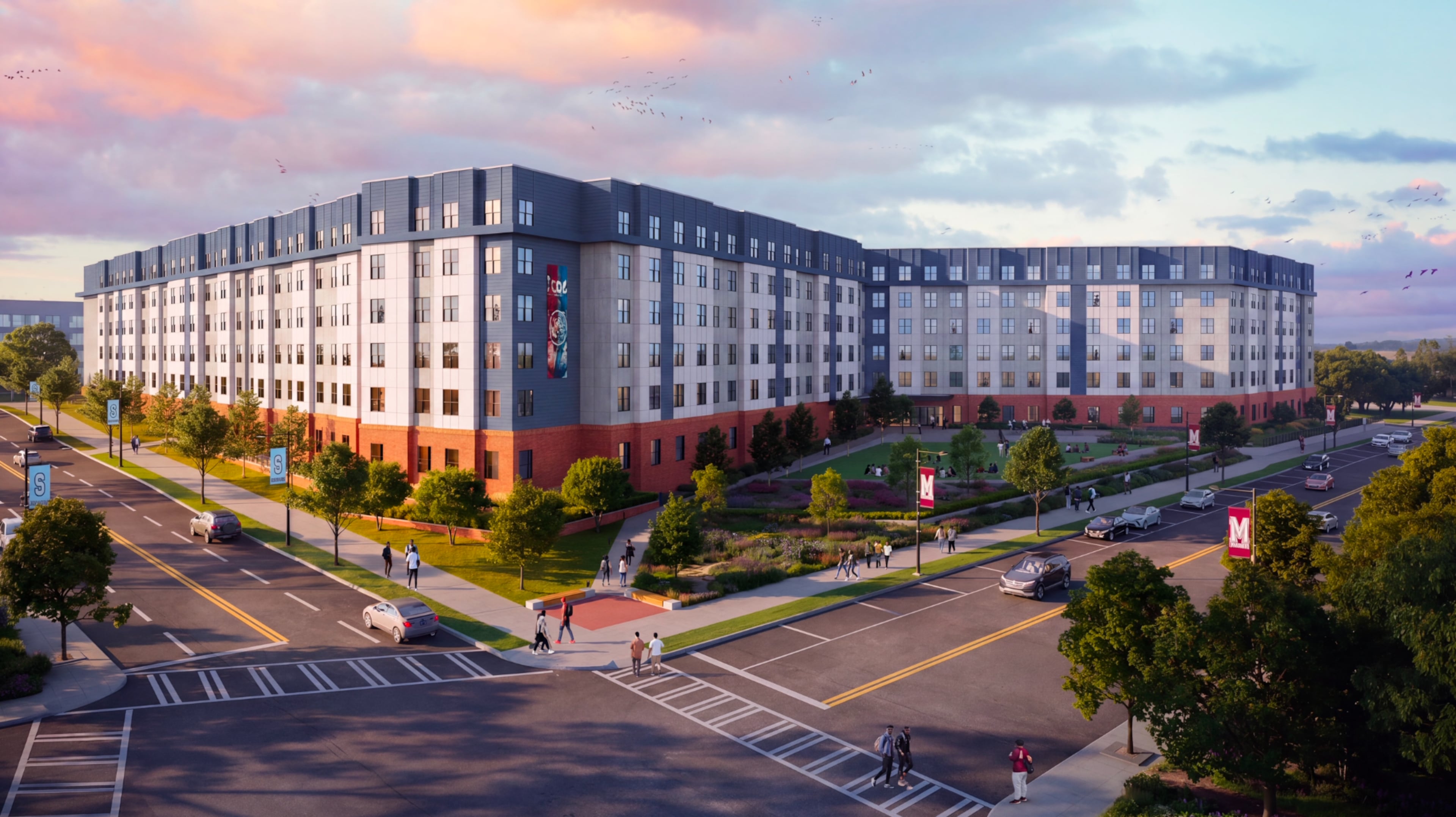 A rendering of the housing project The Den at Eight50 West slated for the area across from B. T. Harvey Stadium at Morehouse College. A groundbreaking ceremony for the project was set for Oct. 15, 2026. (Courtesy of Radnor Property Group)