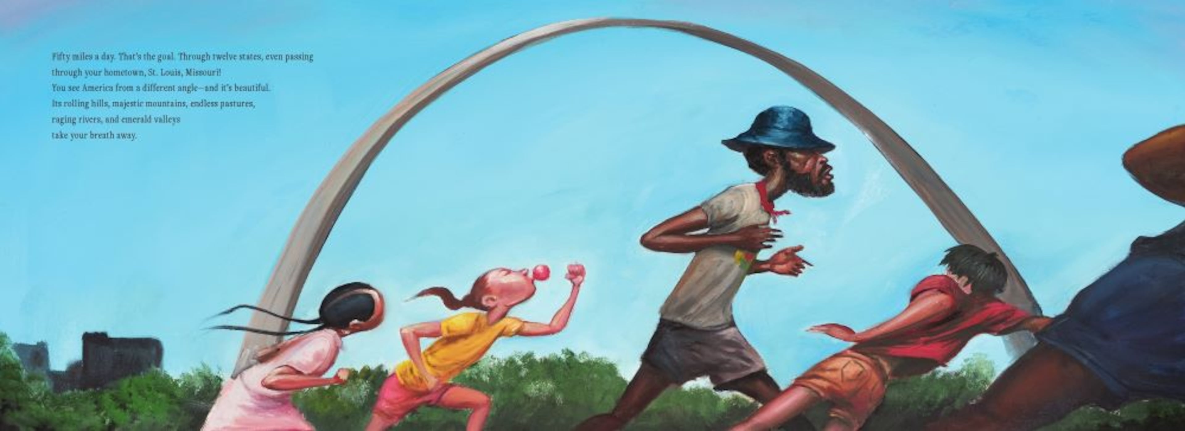 Artwork of comedian-turned-activist Dick Gregory lines the pages of “Seven Million Steps.” The title comes from the number of steps Gregory took on his historic 3,500-mile journey. (Courtesy of Frank Morrison)