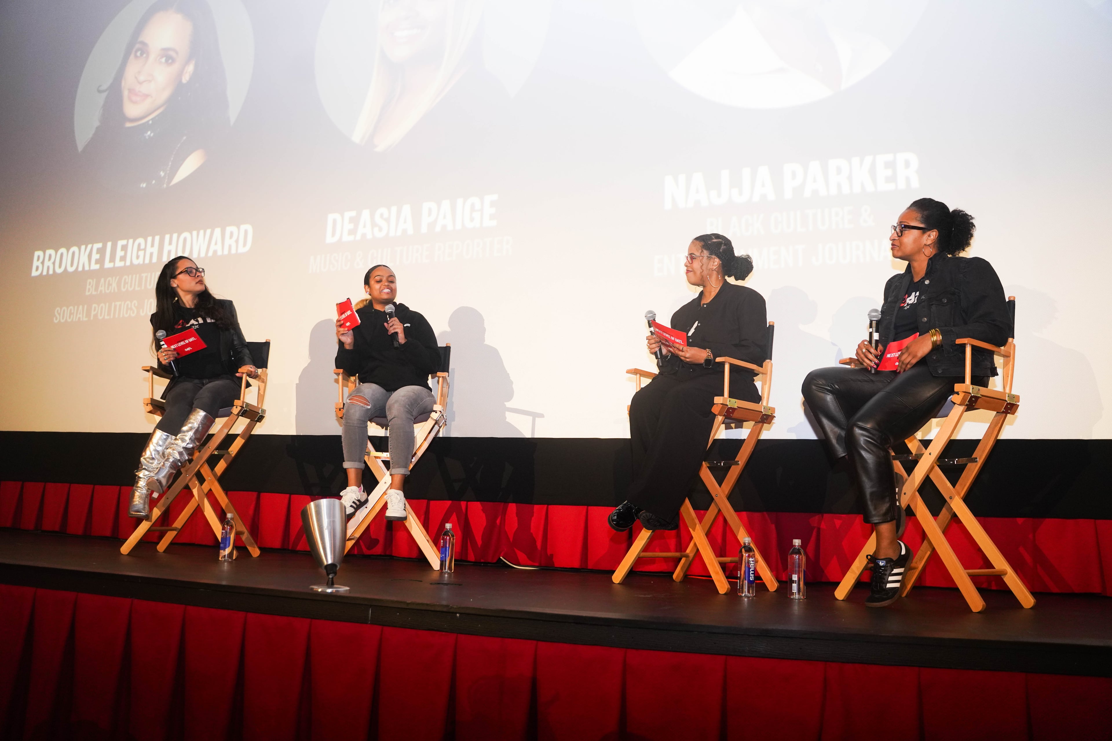 UATL podcasters Brooke Howard, DeAsia Paige, Najja Parker and Nedra Rhone. (Ivory Smith for the AJC)