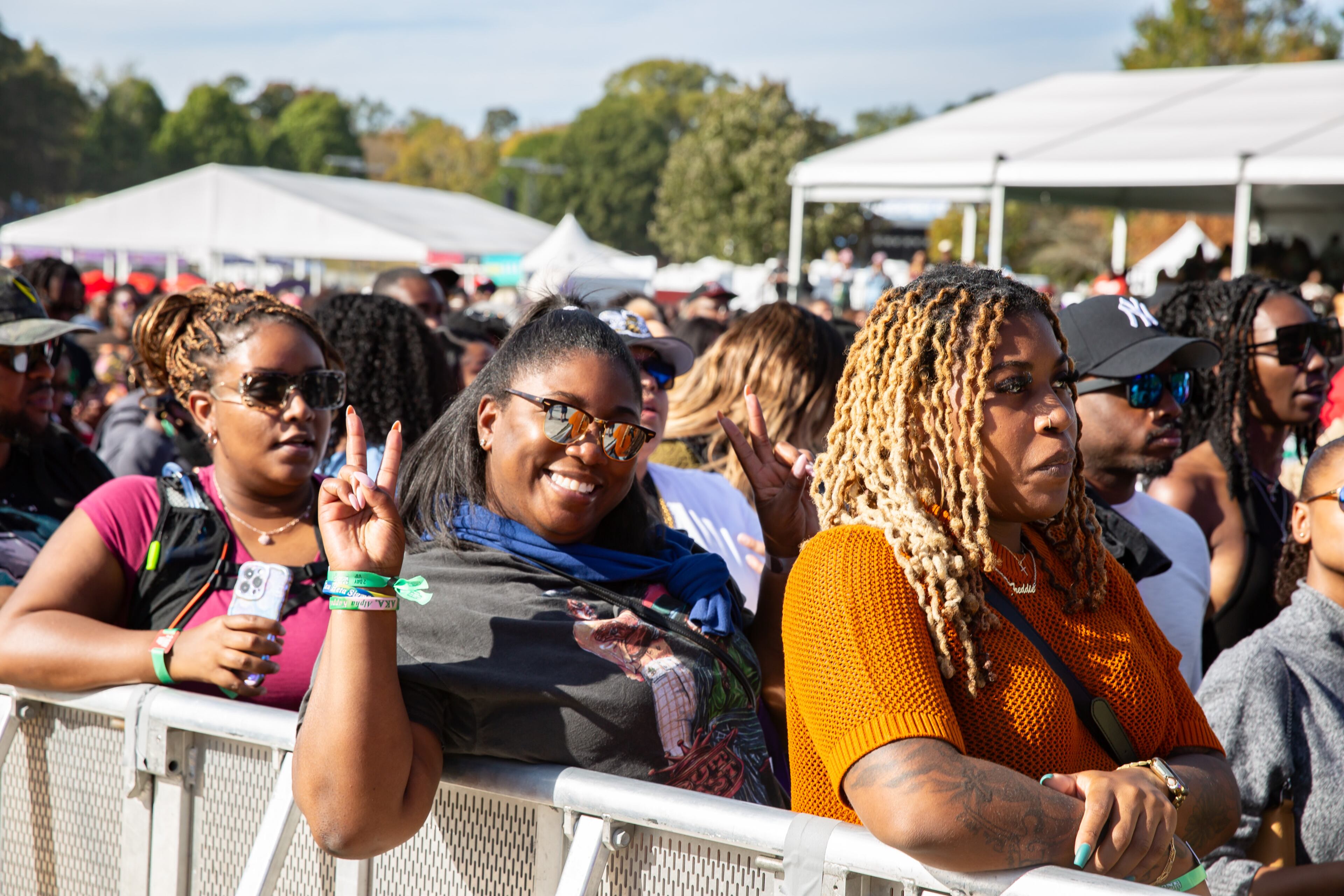 Crowds wait to come into Piedmont Park to enjoy the performances at One Musicfest on Saturday, Oct. 25, 2025, in Atlanta. (Ryan Fleisher for the AJC)