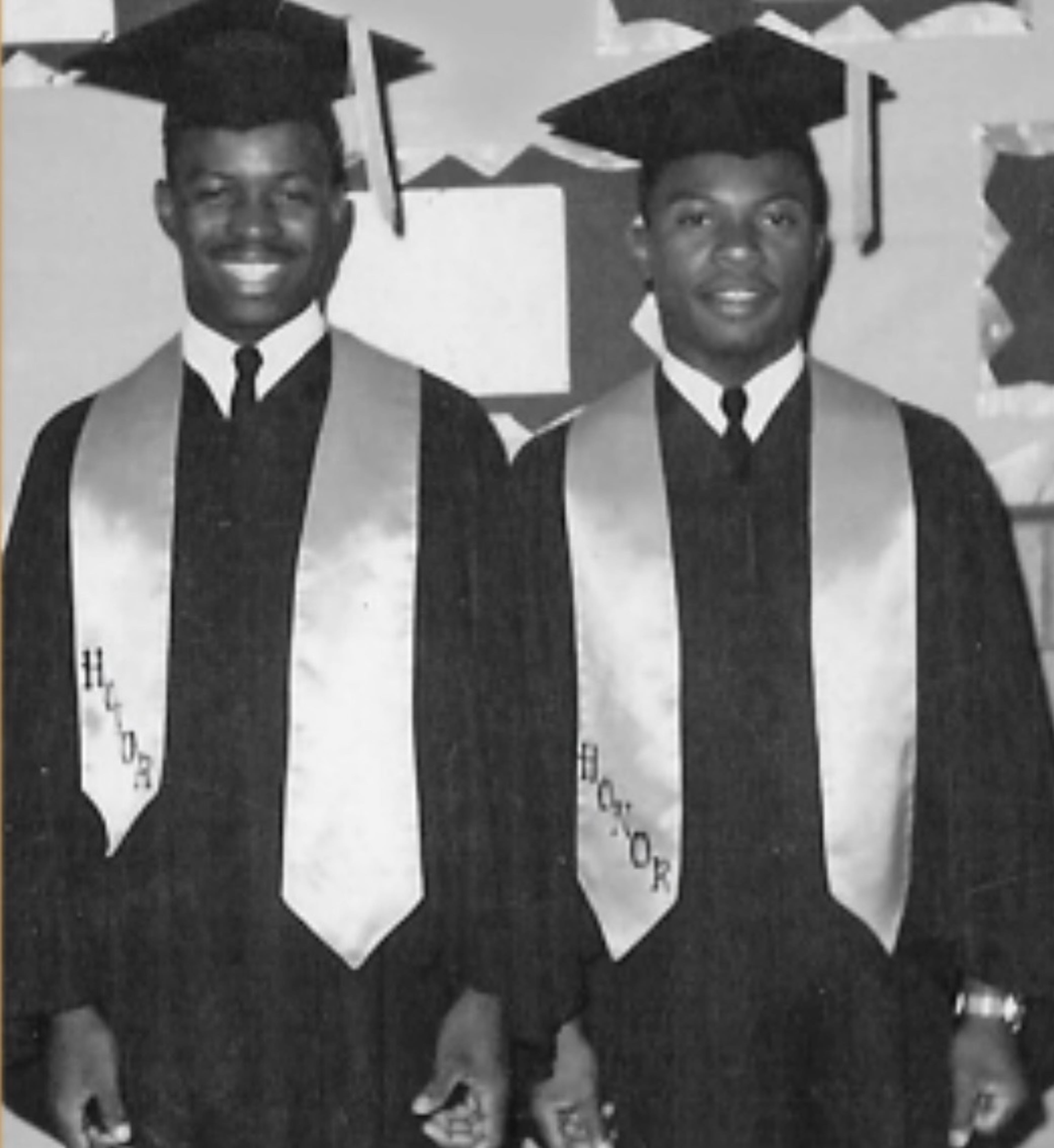 Astronaut Ronald McNair (left) and his brother, Carl McNair, at their 1971 graduation from North Carolina A&T State University. (Courtesy of Carl McNair)