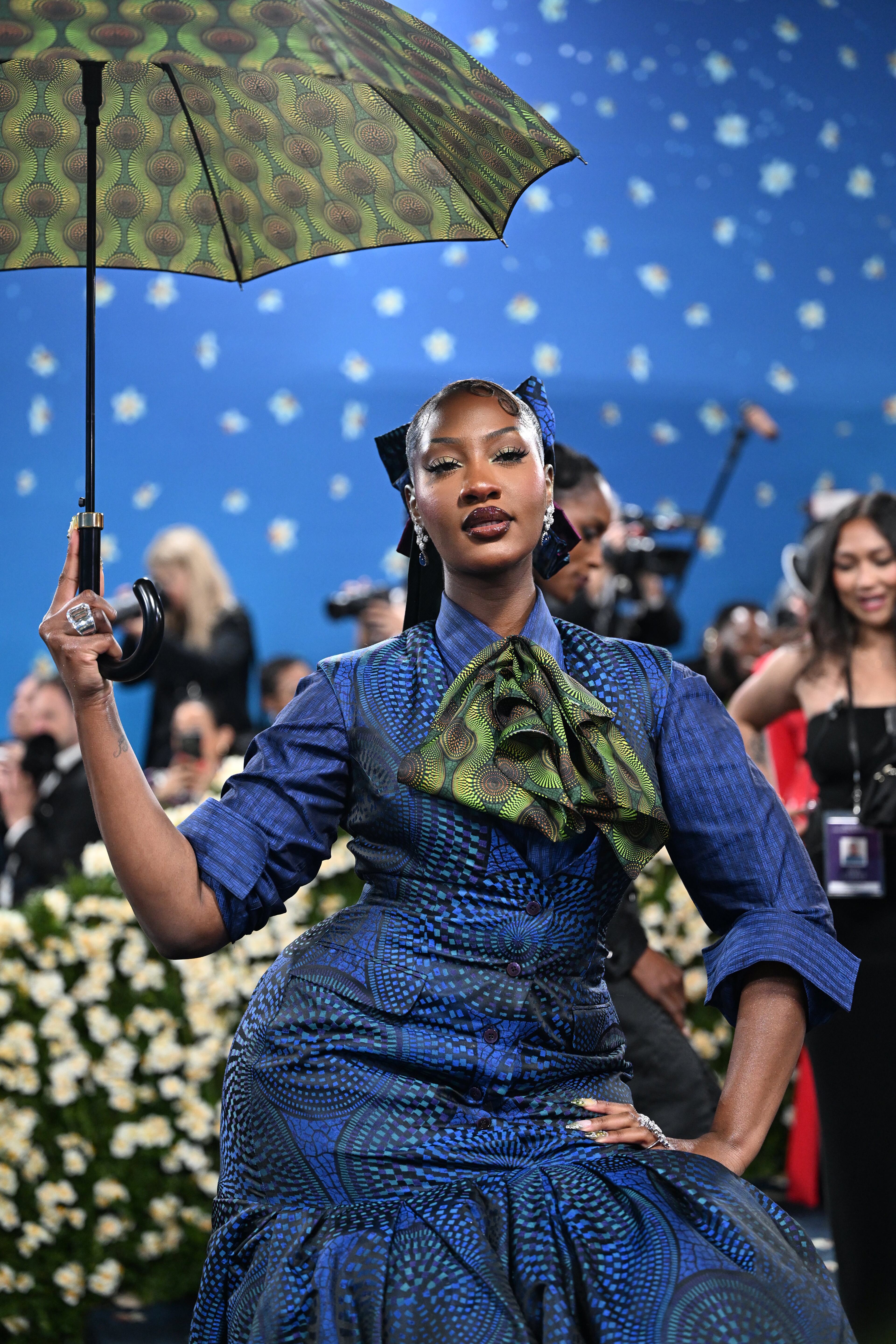 Tems at the Metropolitan Museum of Art's Costume Institute benefit gala in New York, May 5, 2025. (Nina Westervelt/The New York Times)