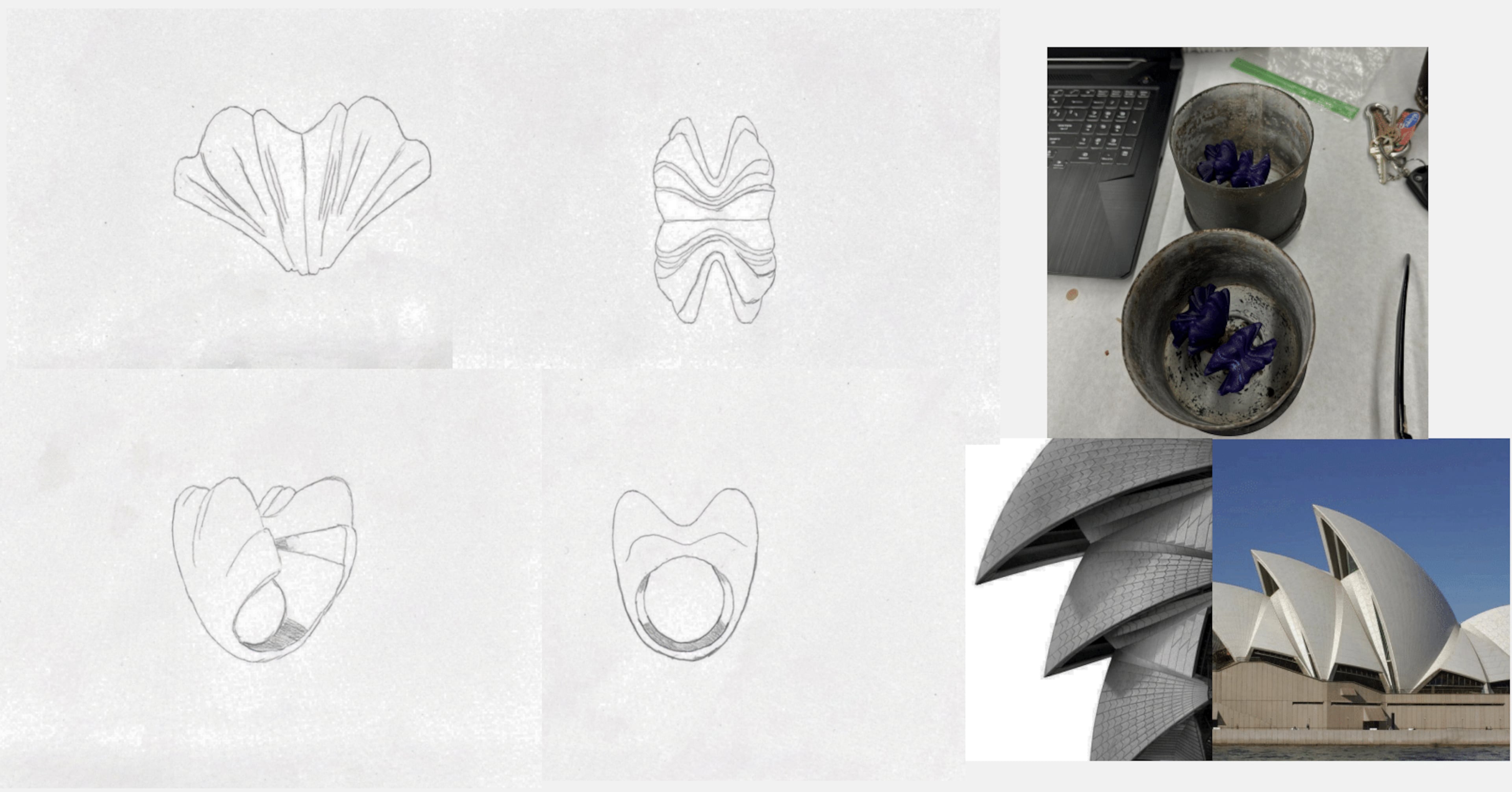 Inspirational notes on a ring design inspired by the Sydney Opera House, compiled by SCAD student and 2025 Gucci Changemaker award-winner Court Walters.
