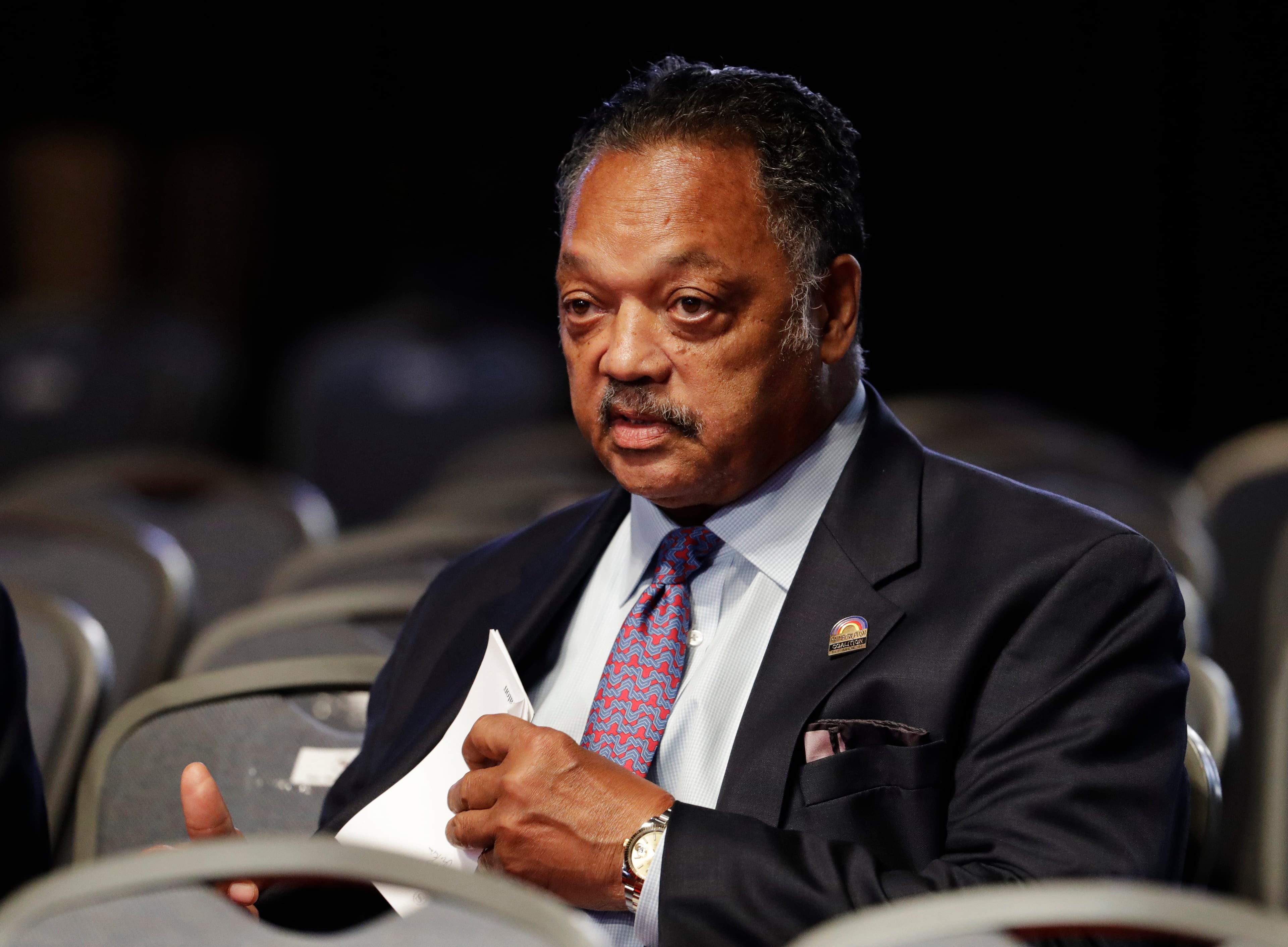 Rev. Jesse Jackson sits in the audience before the presidential debate between Democratic presidential nominee Hillary Clinton and Republican presidential nominee Donald Trump at Hofstra University in Hempstead, N.Y., Monday, Sept. 26, 2016. (Julio Cortez/AP)