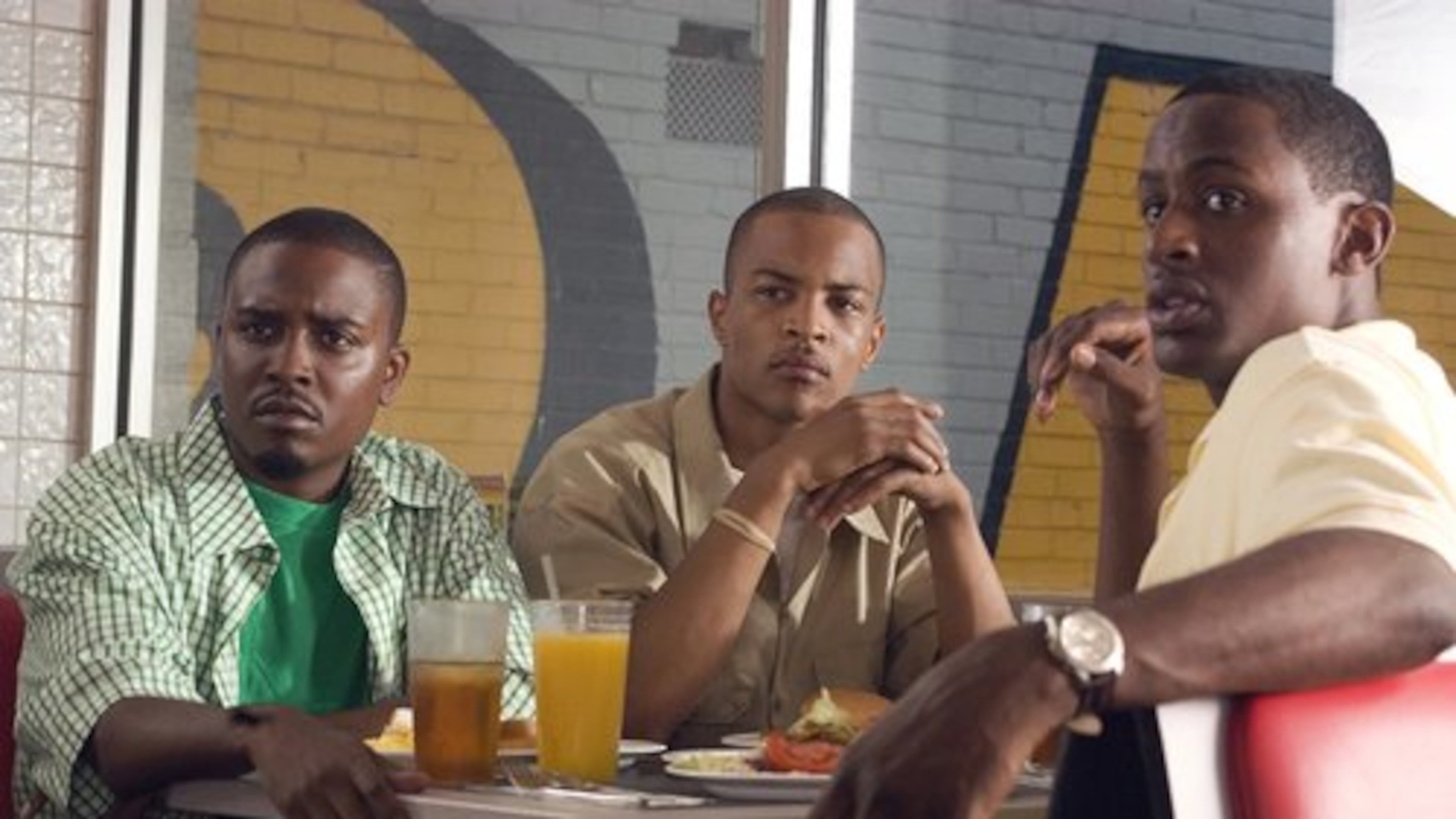 "ATL" is the 2006 film starring Clifford "T.I." Harris (center), Jason Weaver (left) and Jackie Long (right) about Atlanta teenagers navigating their transition into adulthood. Director Chris Robinson marked the film's 20th anniversary with a special screening Tuesday at the Plaza Theatre. (Courtesy of Warner Bros.)
