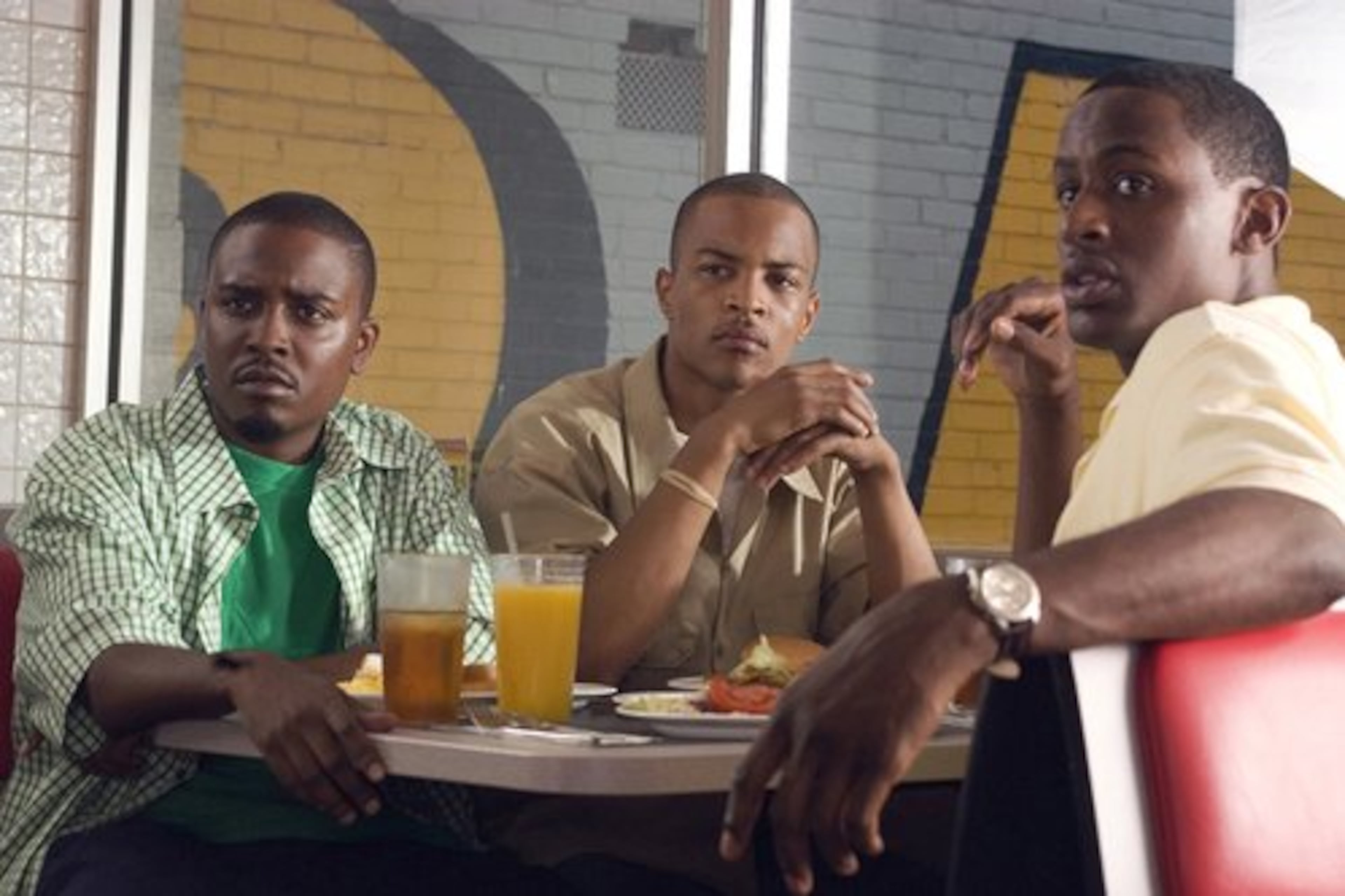 "ATL" is the 2006 film starring Clifford "T.I." Harris (center), Jason Weaver (left) and Jackie Long (right) about Atlanta teenagers navigating their transition into adulthood. Director Chris Robinson marked the film's 20th anniversary with a special screening Tuesday at the Plaza Theatre. (Courtesy of Warner Bros.)