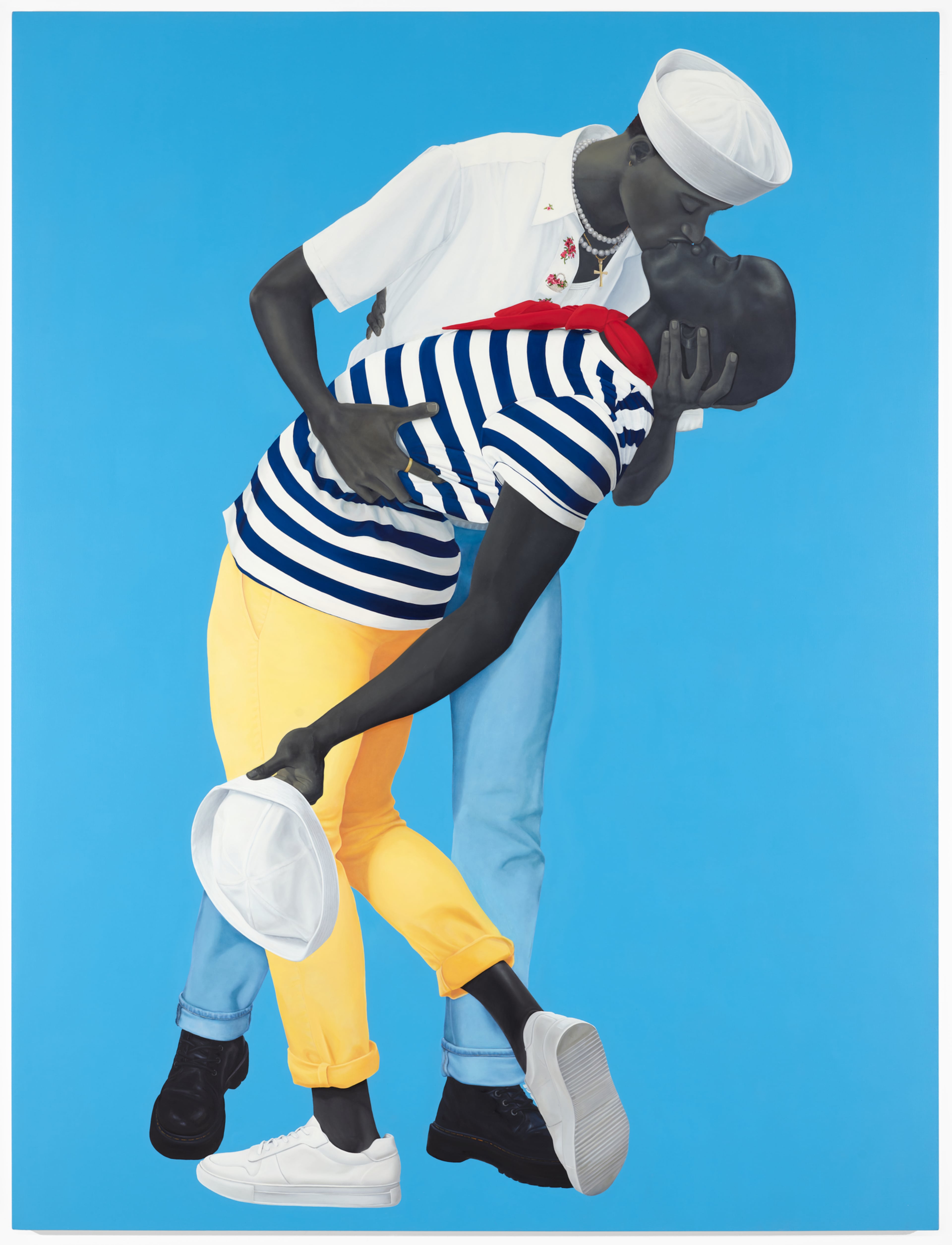Amy Sherald (American, born Columbus, Georgia,
1973), "For Love, and for Country," 2022, oil on linen,
San Francisco Museum of Modern Art, purchase, by
exchange, through a gift of Helen and Charles
Schwab. © Amy Sherald. Photo by Don Ross.