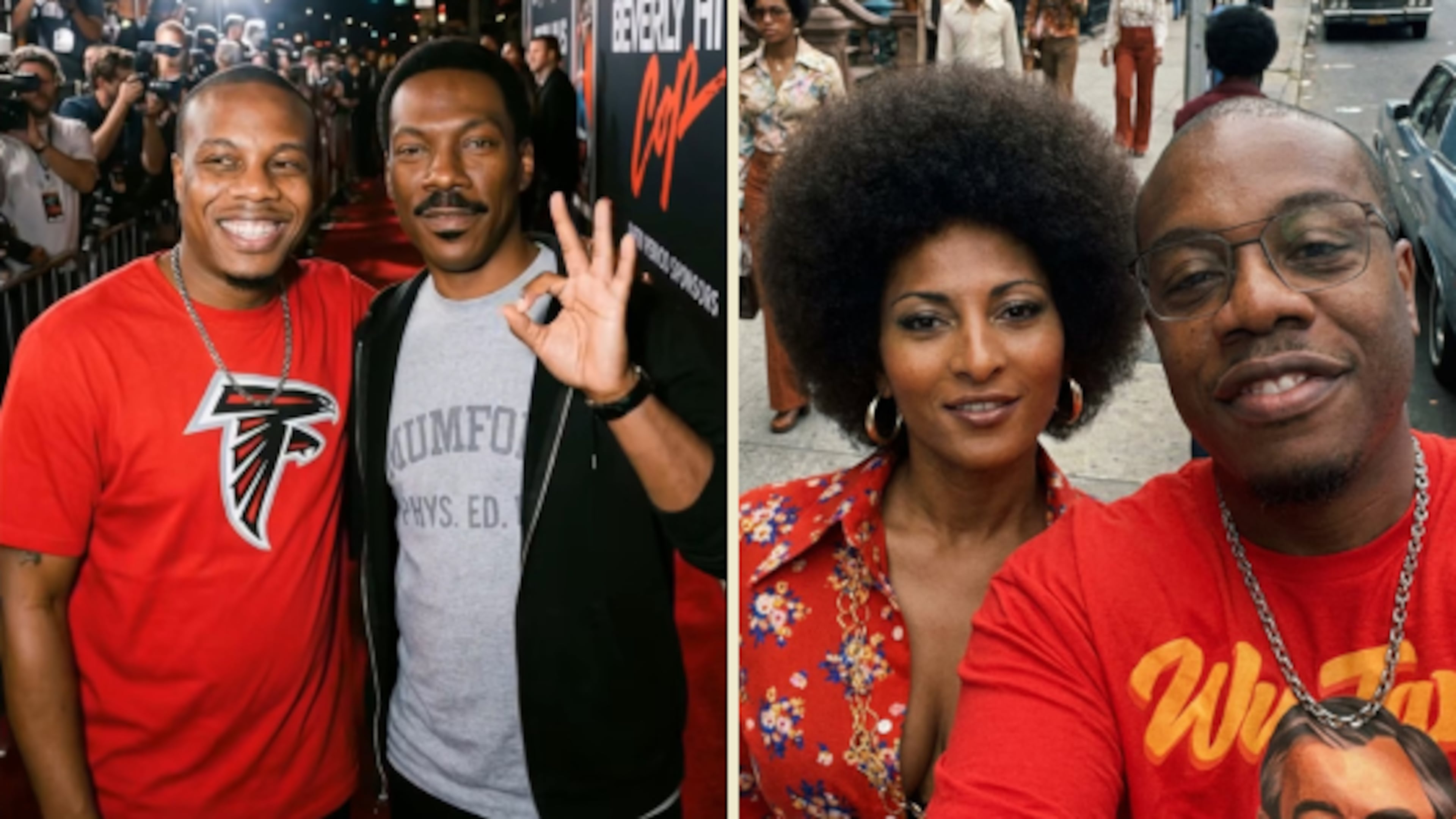 Andre Moore, has caught fire with his series of AI-generated videos of him interacting with characters from his childhood, including Eddie Murphy's Axel Foley and Pam Grier's Foxy Brown. (Courtesy Andre Moore)