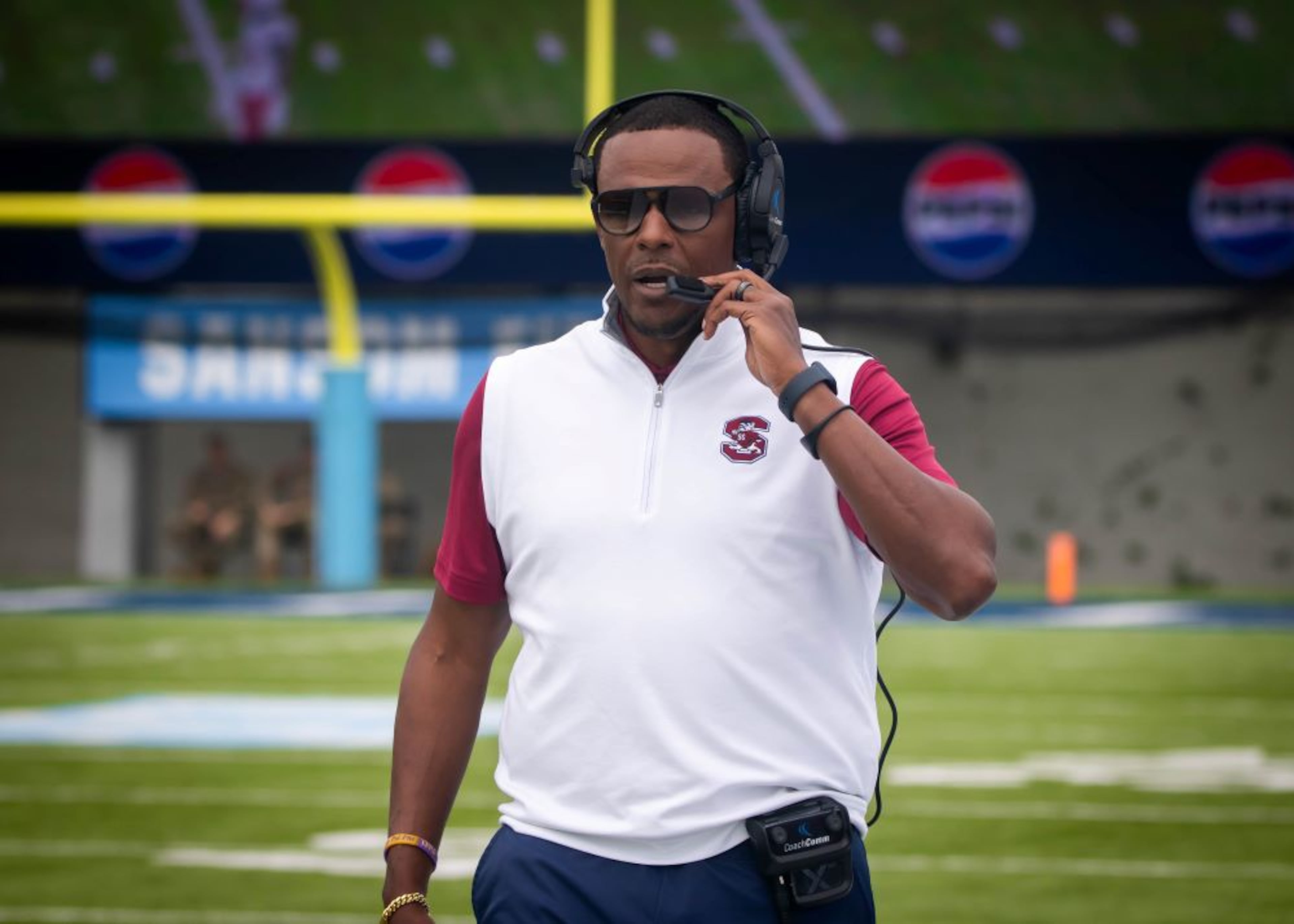 South Carolina State University head football coach Chennis Berry joined the team in 2023 after coaching at Benedict College, a historically Black college in Columbia, South Carolina.
