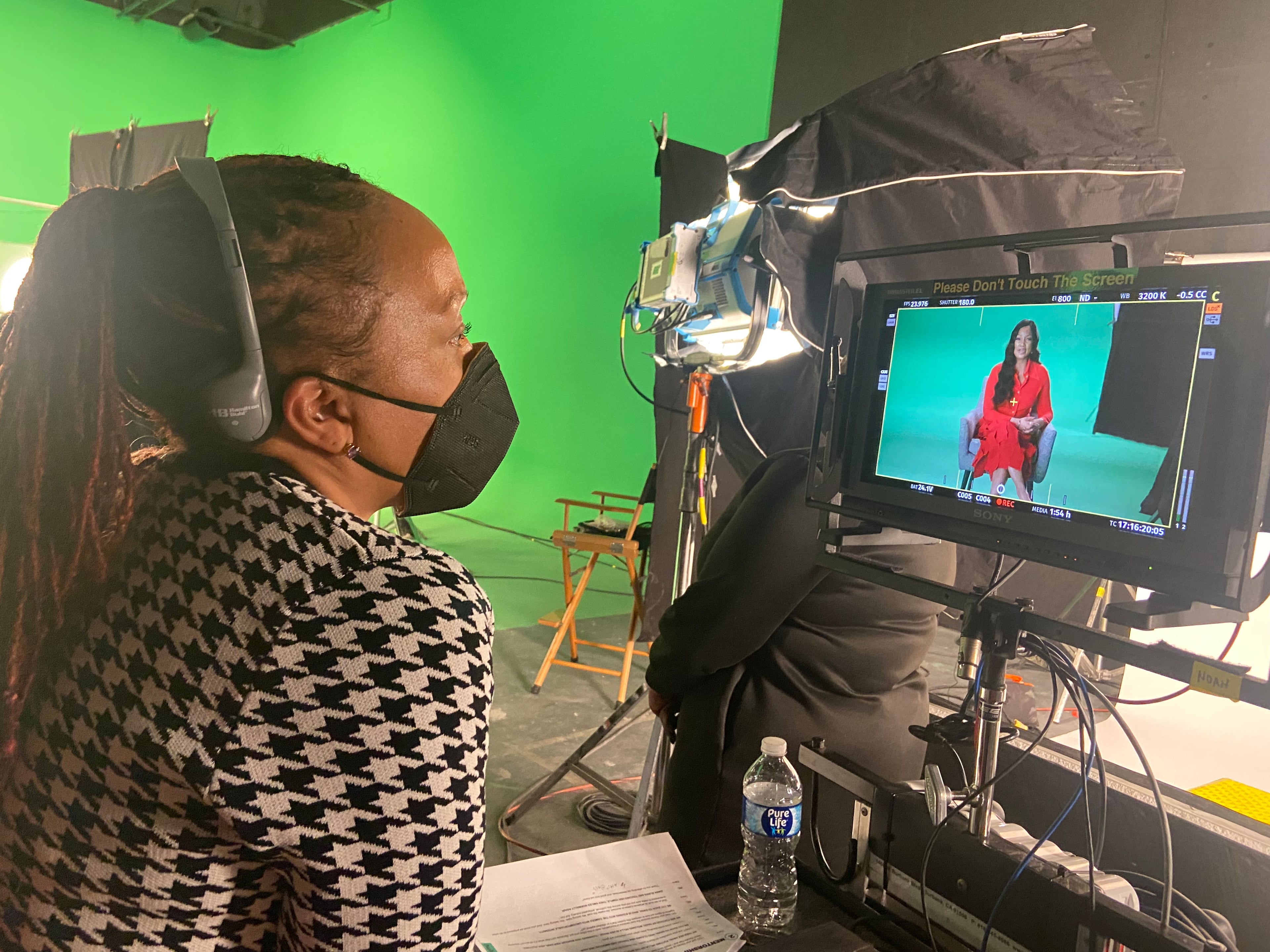 HaJ Chenzira-Pinnock on set of "Other Black Girl." (Courtesy of VibeKast)