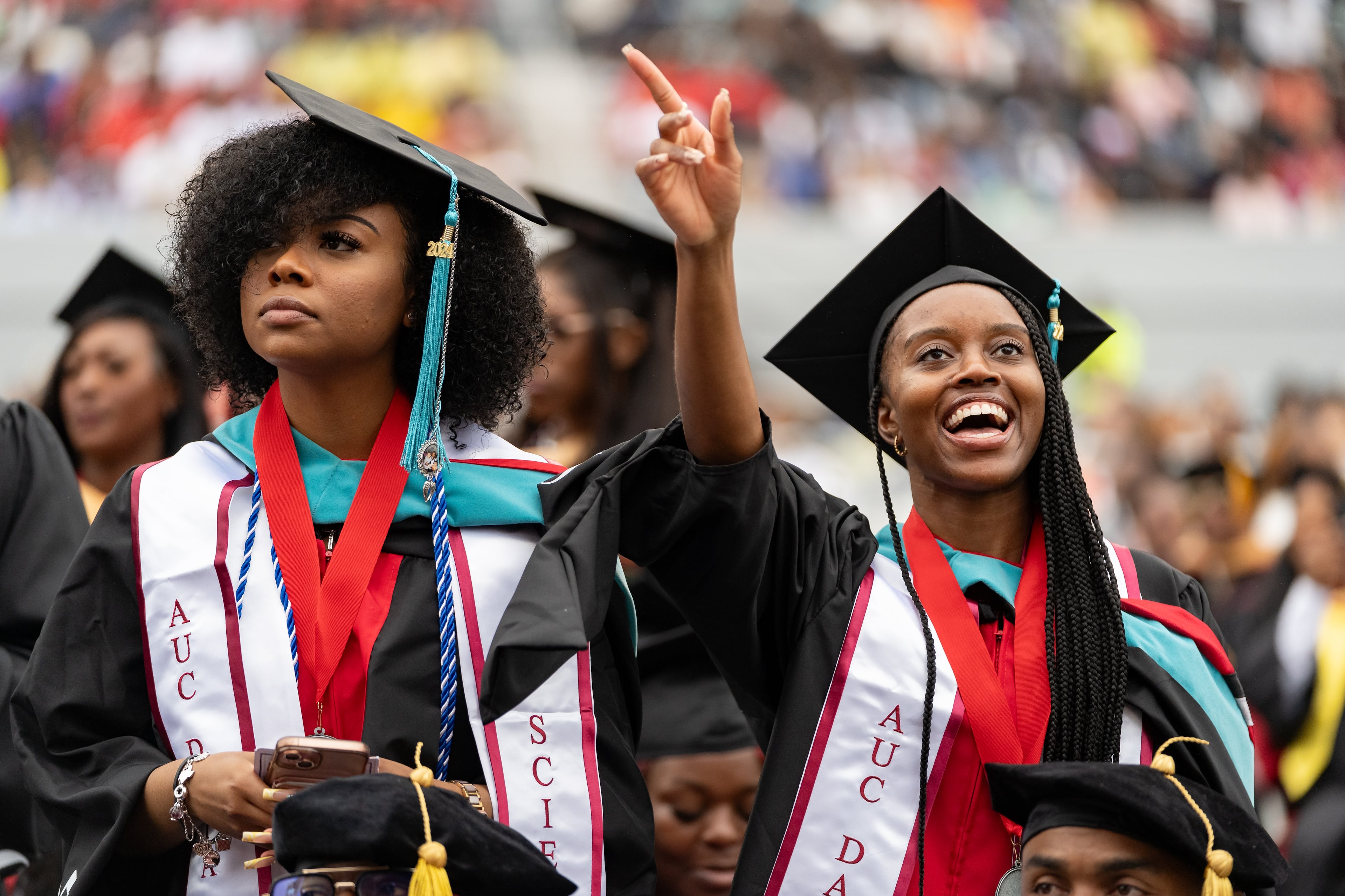 Graduates, faculty and family gather for the Clark Atlanta University 35th annual commencement convocation. Sat., May 18, 2024 (Ben Hendren for The Atlanta Journal-Constitution)