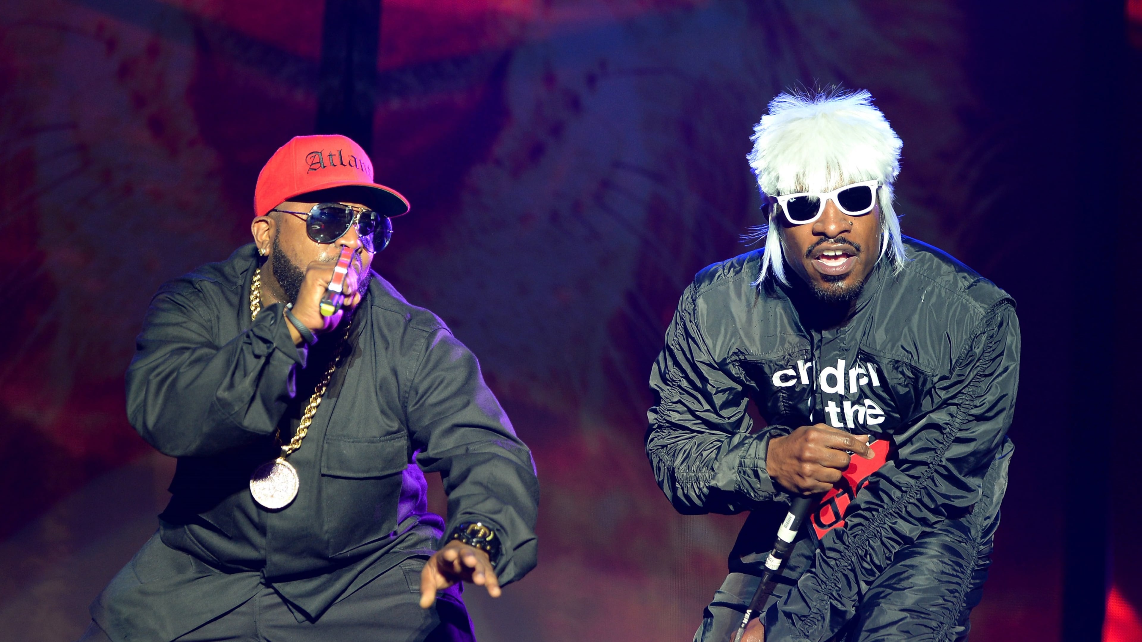 Big Boi (left) and Andre 3000 of Outkast are part of the 2025 class of inductees to the Rock & Roll Hall of Fame. (Theo Wargo/Getty Images for Firefly Music Festival/TNS 2014)