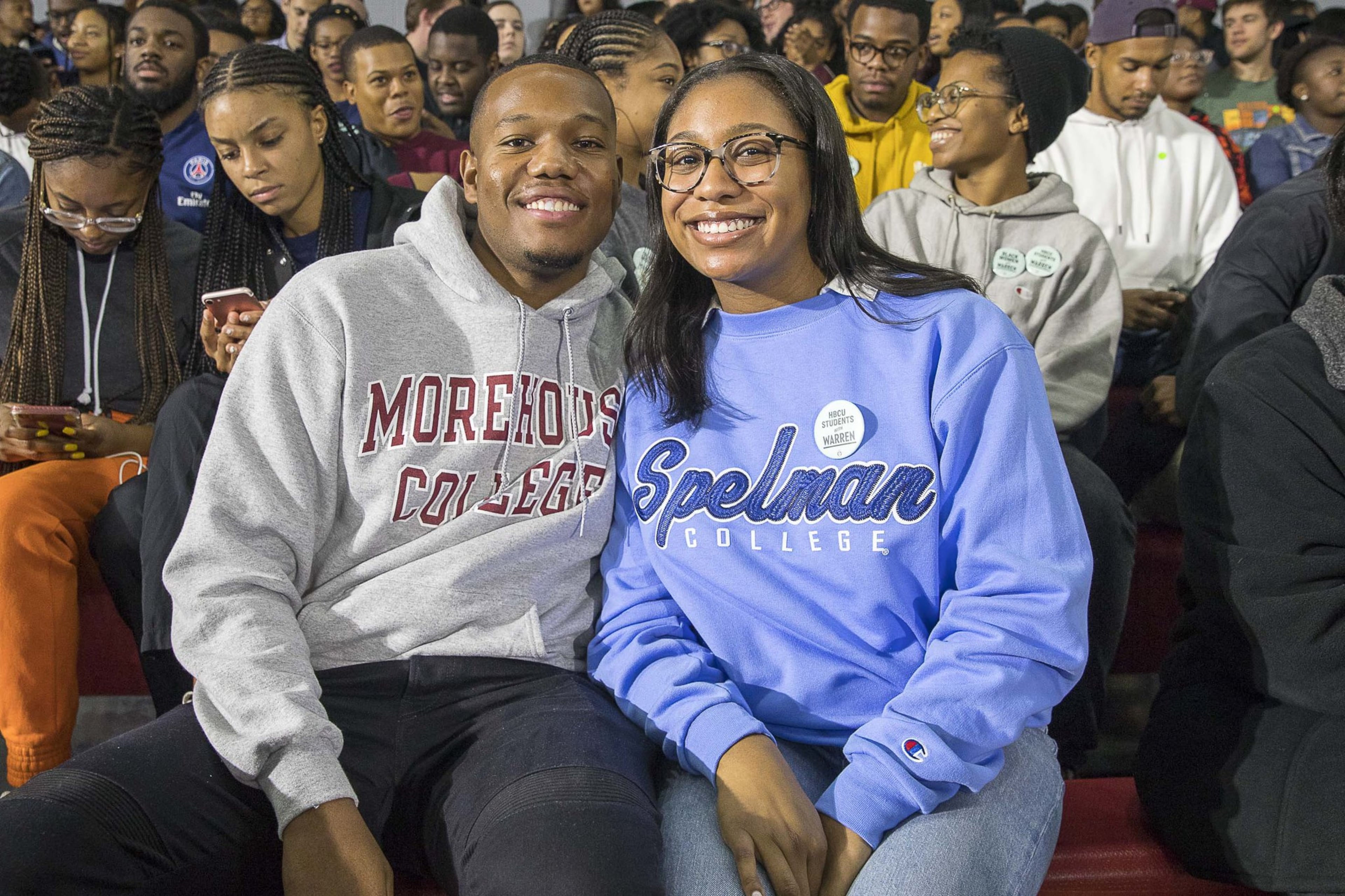 Morehouse College senior Phil Edwards (left) and Spelman College senior Sydney Pascal attend an Elizabeth Warren campaign stop at Clark Atlanta University. We’ll use your experience to show former and future students what it’s like to matriculate and navigate this new era of life and learning. (AJC 2019)