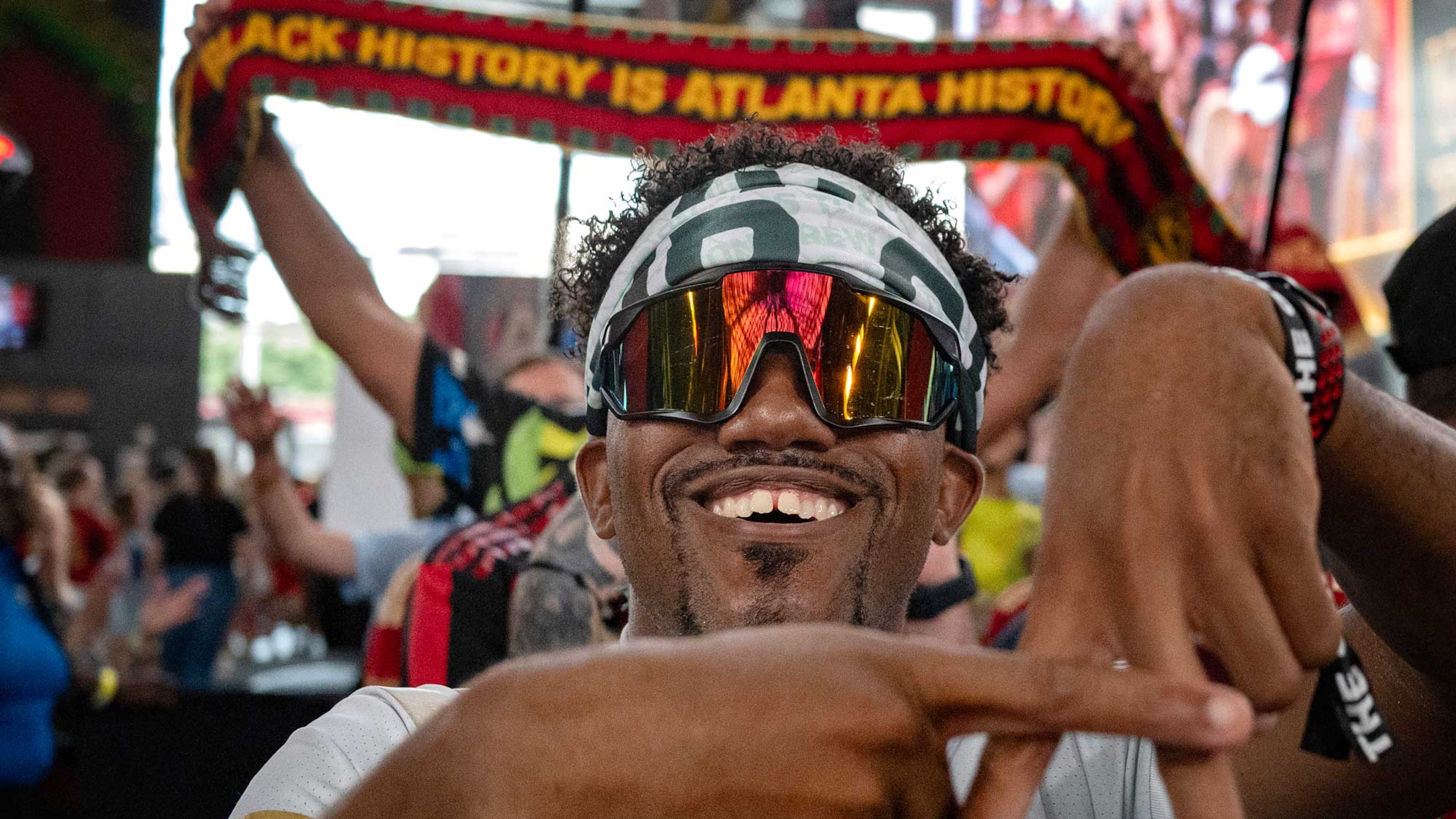 United Fans’ March to the Stadium, Atlanta United vs. Toronto FC, 8/24/2025. Archival pigment print. (Courtesy of Sheila Pree Bright)